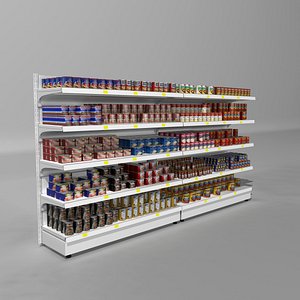 Supermarket Shelves Canned Meals
