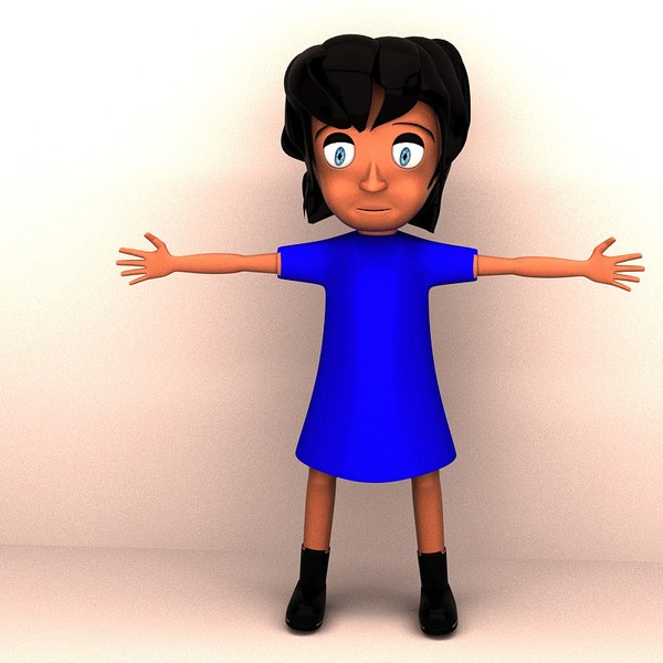 cartoon woman character model