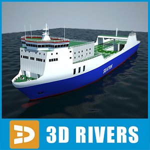ro-ro container ship cargo 3d model