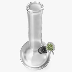 Round Glass Bong with Cannabis