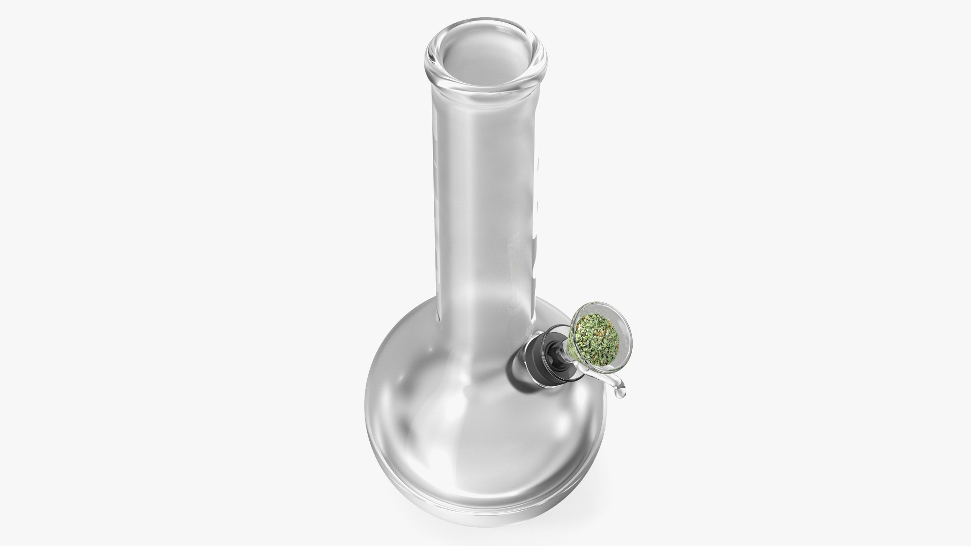 Round Glass Bong with Cannabis 3D model preview