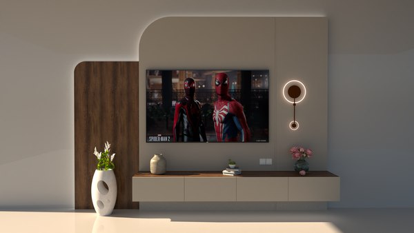 modelo 3d Consola de TV contemporánea con detalles en madera, modelo 3D ...