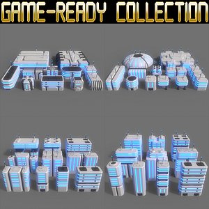 PBR Sci-Fi Building A - 40 Models Collection