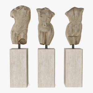 3D Greek man and woman bust Modern