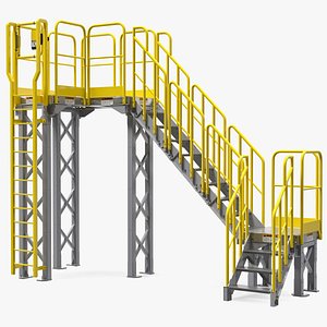3D industrial catwalk staircase model