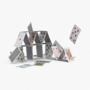 3d model falling house cards