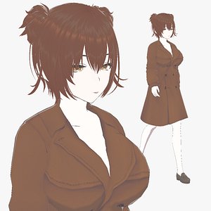 Stylized - Hot Anime Detective Girl 3D model