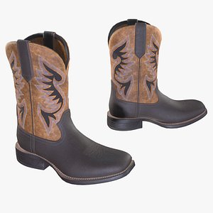 3D Classic Brown Western Cowboy Boots