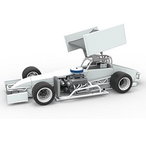 3D Supermodified front engine Winged race car V4 Scale 1 to 25