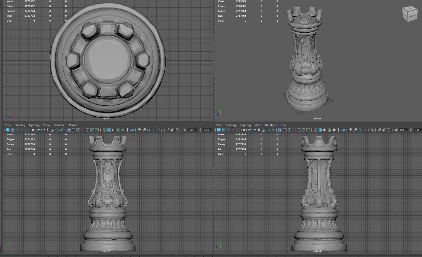 3D BAROQUE MAJESTY Ornate Chess Rook Neoclassical Master Sculpt 3D ...
