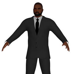 3D model bald man beard