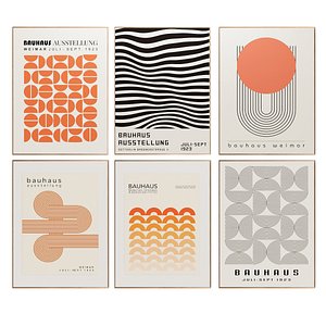 Bauhaus Orange posters 3D model