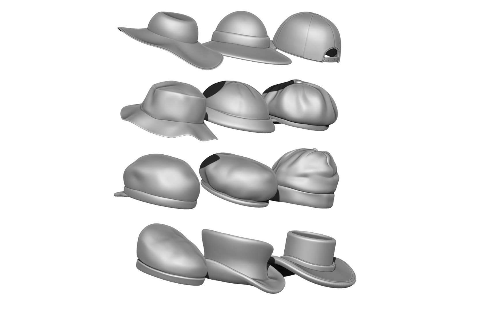3D Model 12 Pcs - Hat Hats FashionHat Cap Caps FashionCap Beanie ...