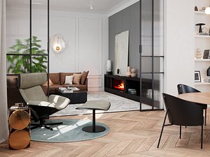 Modern Classic Interior Scene for Cinema 4D and Vray 6 ACES