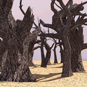 Charred trees 5 types Low-poly