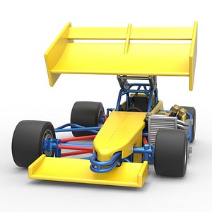 3D Diecast Supermodified front engine Winged race car V2 Scale 1 to 25 model