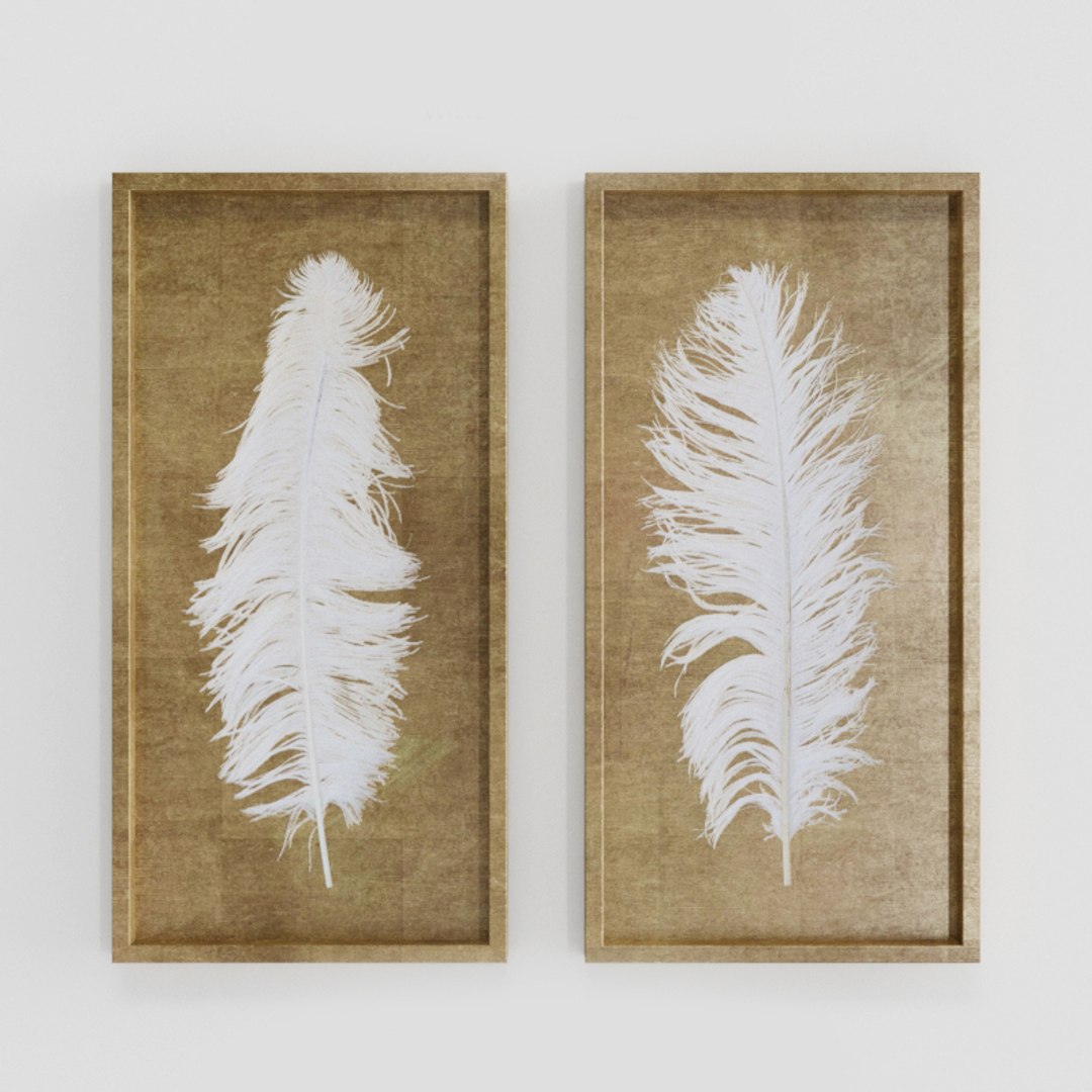 3D model uttermost white feathers gold - TurboSquid 1229148