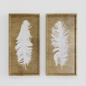 White Feathers Gold Shadow Box S2