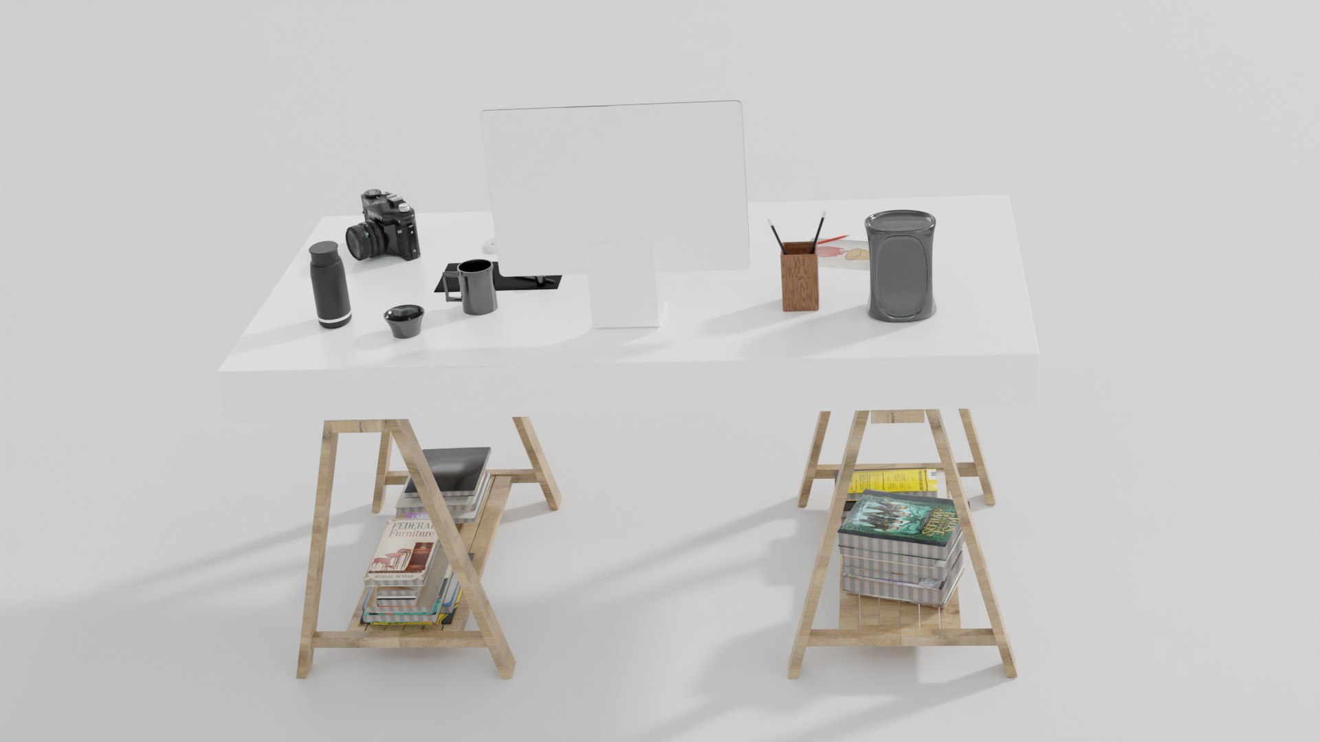 3D Low Poly Modern Study Table Model - TurboSquid 2136977