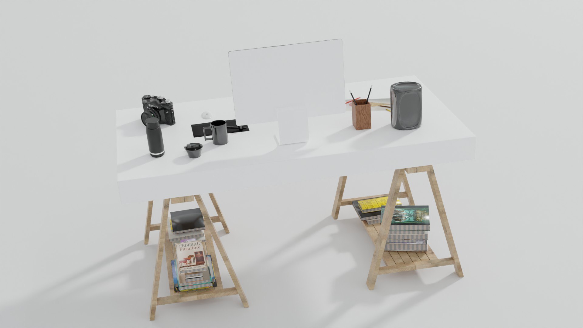 3D Low Poly Modern Study Table Model - TurboSquid 2136977