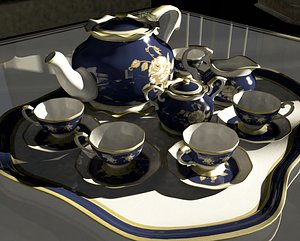 3d model old tea set