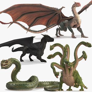 Mythical Dragons Realistic Rigged for Maya Collection 2