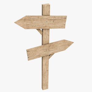 Signboards wooden 01 low-poly 3D model model