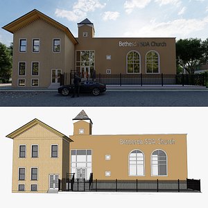 3D Church Front Exterior of Bethesda SDA Church USA model