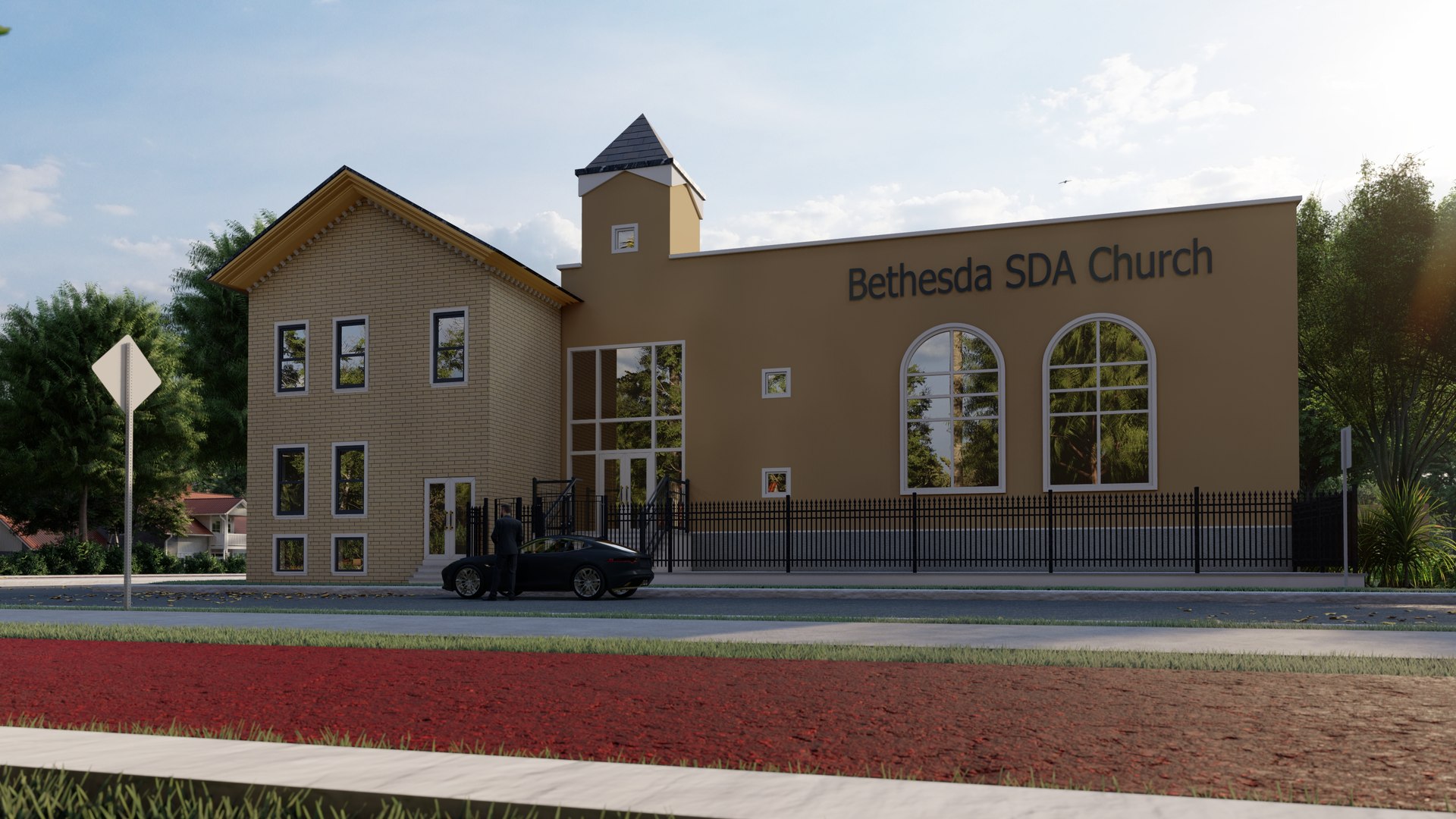 3D Church Front Exterior Of Bethesda SDA Church USA Model - TurboSquid ...