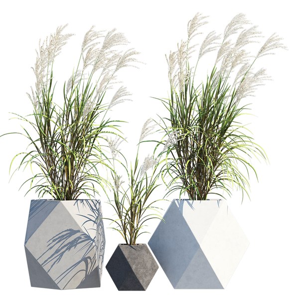 Faceted Modern Fiberstone Indoor/Outdoor Planters