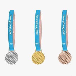 3D olympic medal gold silver model