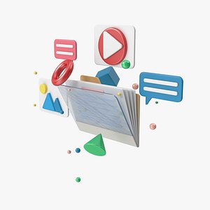 3D Folder Abstract Cartoon model