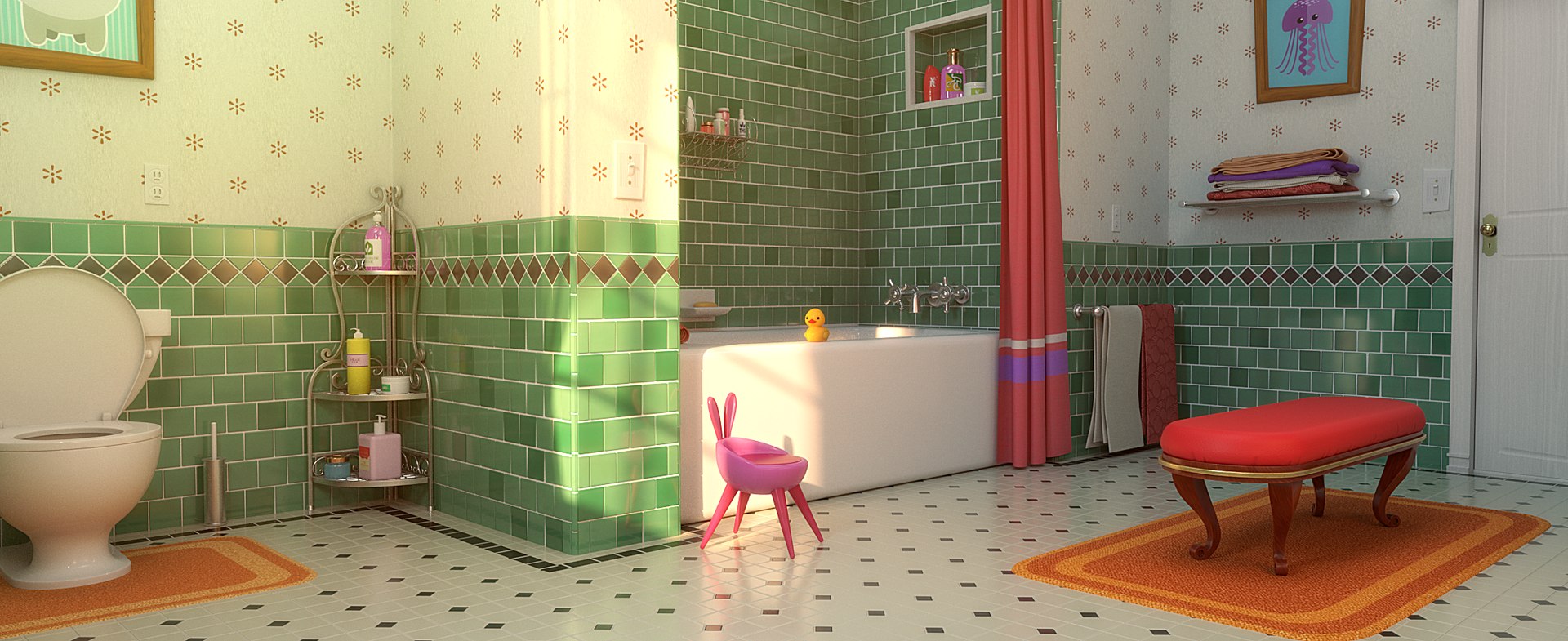 3d Cartoon Bathroom Scene - Turbosquid 1656470