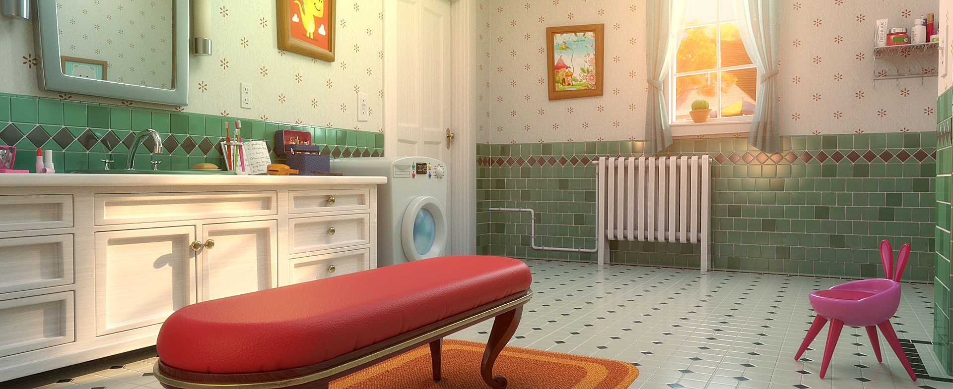 3D Cartoon Bathroom Scene - TurboSquid 1656470