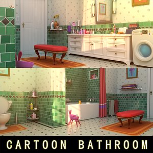 3D cartoon bathroom scene