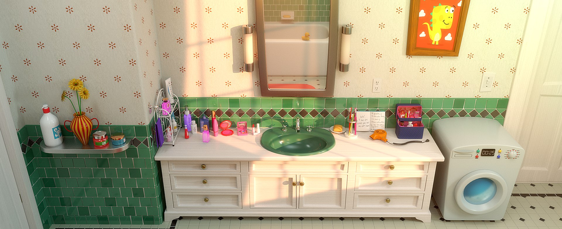 3D Cartoon Bathroom Scene - TurboSquid 1656470