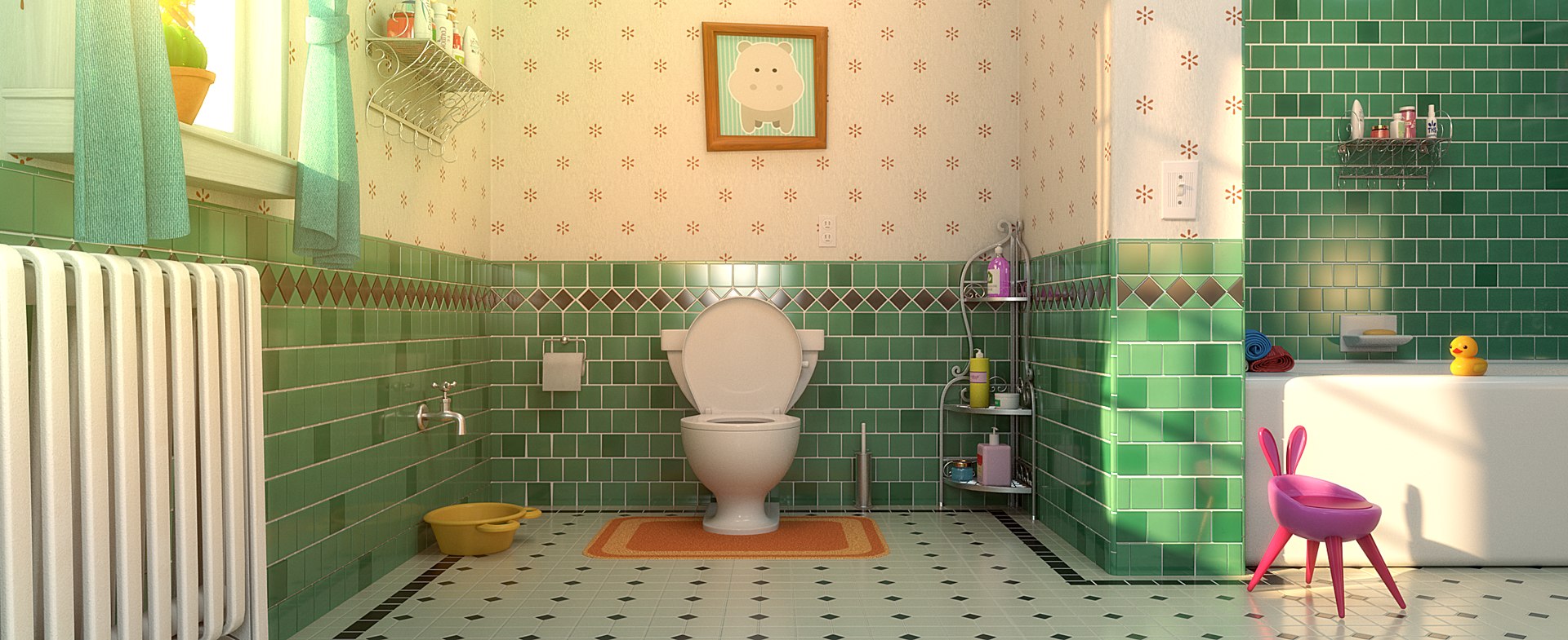 3D Cartoon Bathroom Scene - TurboSquid 1656470