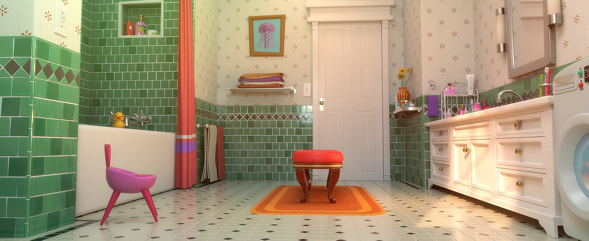 3D Cartoon Bathroom Scene - TurboSquid 1656470