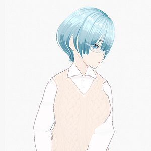 Anime - Blue Hair School Girl 3D model