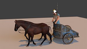 horse cart ancient 3D model