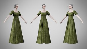 Dress 27 Olive Green Velvet With Design