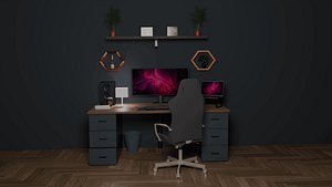 Sophisticated Workspace Setup for Gaming and Productivity