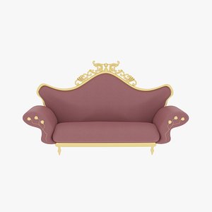 3D model Victorian Couch Pink