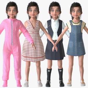 3D Cartoon Girl Collection model