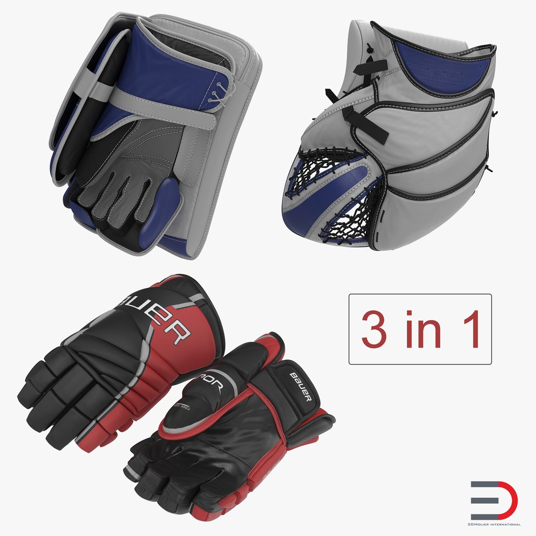 Hockey Gloves Collection 3D model preview