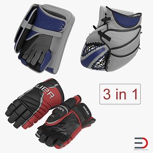 3D hockey gloves model