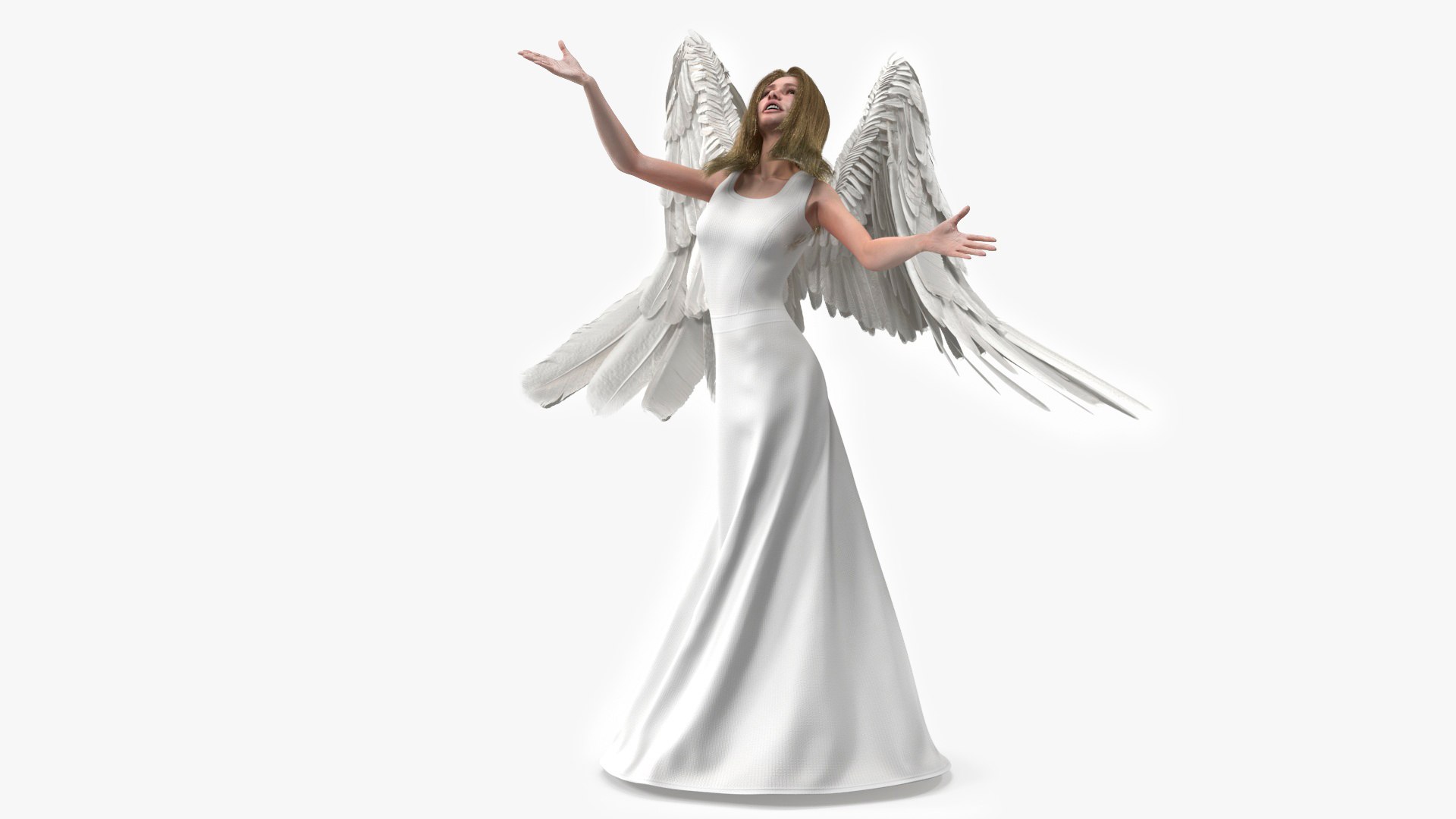 Brown Eyed Blonde Angel Girl Rigged 3D model preview