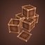 Stylized props wood box and barrels pack model