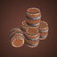 Stylized props wood box and barrels pack model