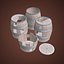 Stylized props wood box and barrels pack model